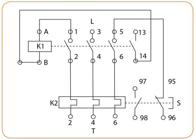 Схема подключения нереверсивного пускателя ПМЛ с тепловым реле и кнопкой