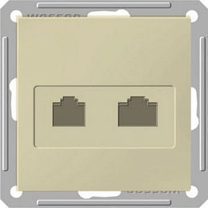 Розетка телефонная RJ11+компьютерная RJ45 категория 5E  с/у, механизм W59  слоновая кость Schneider Electric