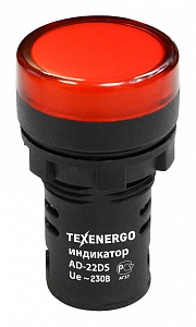 Арматура светосигнальная AD22DS(LED) 230В AC/DC d22  красная  Texenergo