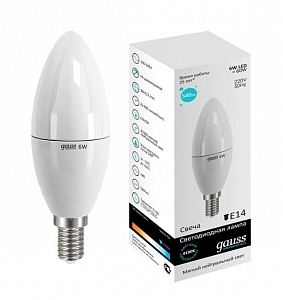 Лампа Gauss LED Elementary Свеча 6W E14 420lm 3000K