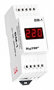 Вольтметр цифровой  ВМ-1  однофазный    220В   переменного тока на din-рейку     DigiTop