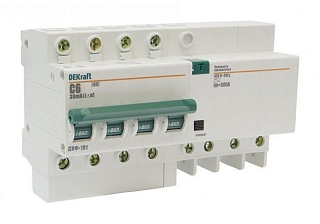 Диф. автомат ДИФ-101 4,5кА 4Р 6А 30мА тип AC х-ка С DEKraft