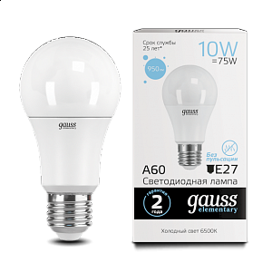 Лампа Gauss LED Elementary A60 10W E27 950lm 6500K