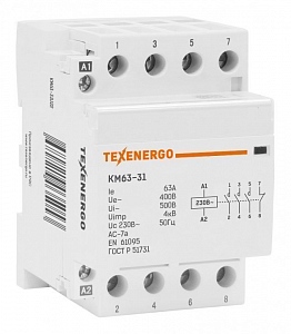 Контактор модульный КМ63-31  63А  3НО+1НЗ  230В Texenergo