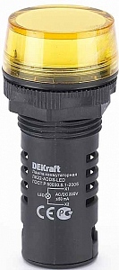 Лампа коммутационная ADDS ?22 мм LED жел. 220В AC/DC ЛK-22 DEKraft