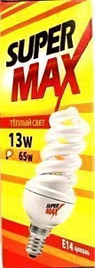 Лампа энергосберегающая  Е14  13W  2700К Т2 SuperMax