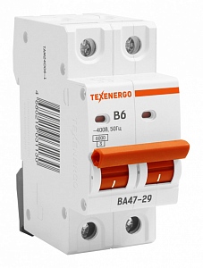 Автоматический выключатель ВА47-29 2п    6А    6кА Texenergo хар-ка B