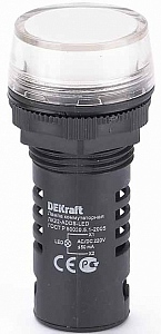 Лампа коммутационная ADDS ?22 мм LED бел. 220В AC/DC ЛK-22 DEKraft