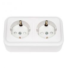 Розетка двойная со шторками 16А 250В IP20 О/У с з.к.БЕЛЫЙ Пралеска