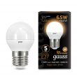 Лампа Gauss LED Шар E27 6.5W 520lm 3000K