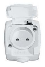 Розетка одинарная с крышкой IP54 без заземления без шторок о/у белый