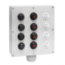 Пост кнопочный ПКУ 15-21.341.54У2  (4хКЕ 081/2 красн., 4хКЕ 081/2 черн., 4хСКЛ 11А-Л-2-220 бел.)