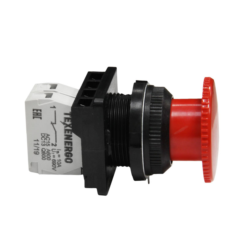 Купить Выключатель кнопочный КЕ 021/2 красный гриб 1з+1р